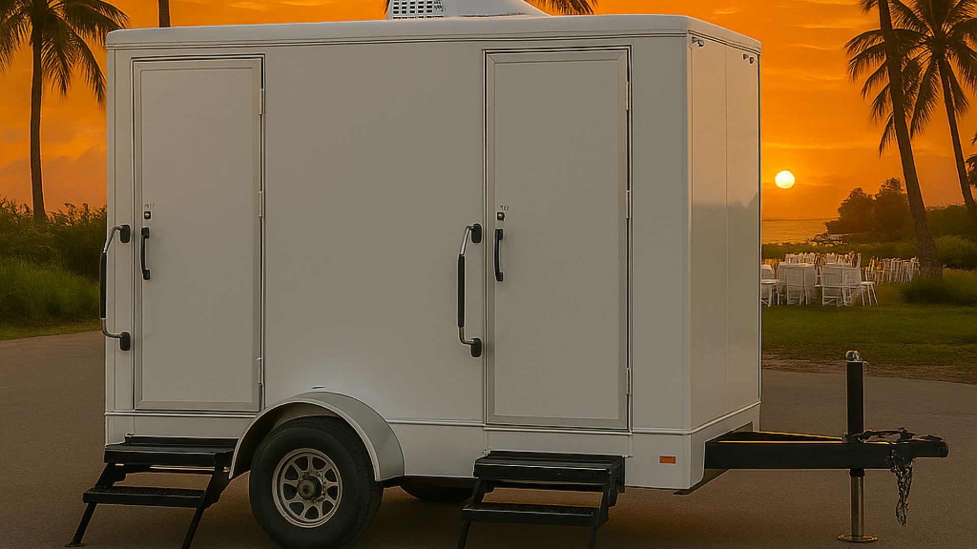 luxury restroom trailer at a wedding in hardee county florida
